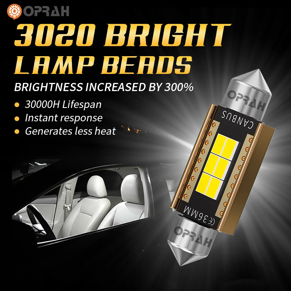 Oprah 2/10pcs LED C5W C10W Festoon Car Lights Canbus 31/36/39/41mm Truck Car Accessories Licence Plate Lamp Reading Bulb 12V 24V
