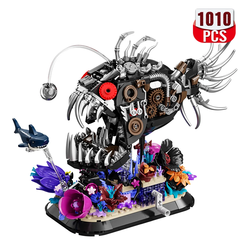 

1010Pcs MOC Mechanical Lantern Fish Building Blocks for Children, In Stock, MOC Assembling Model Bricks Toys,Christmas Gift