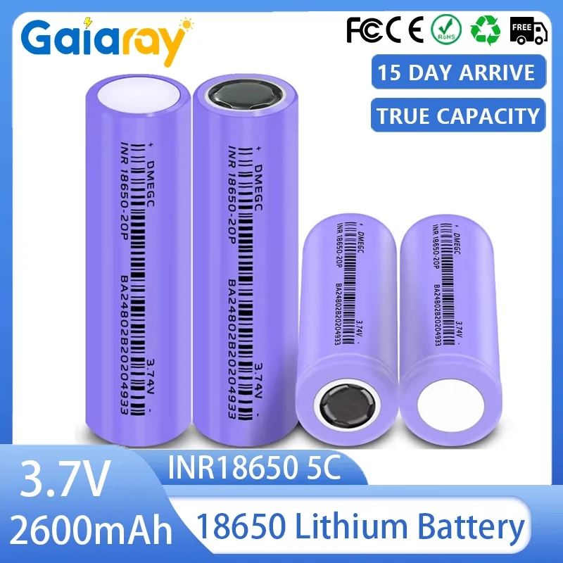 2600mAh INR18650 Rechargeable Battery 5C 20A 3.7V 18650 Battery for Multimeter Microphone Toy Remote Control Lithium Batteries