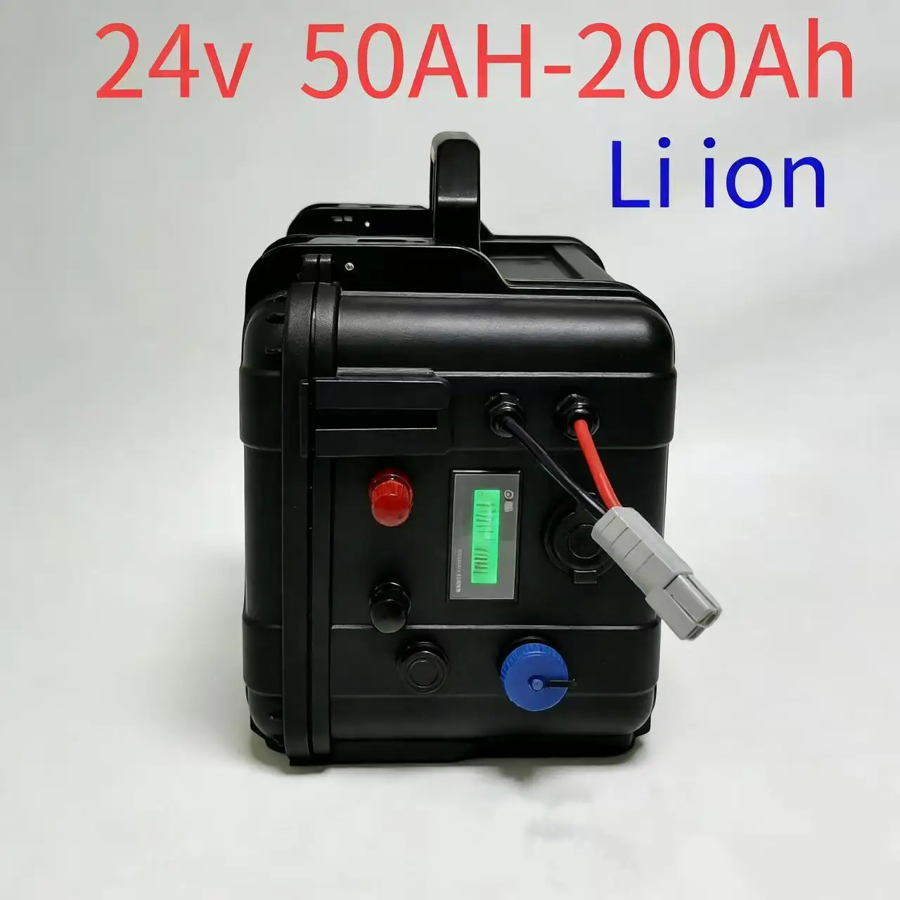 IP67 Waterproof 24V Lithium-ion Battery Pack 50Ah 60Ah 80Ah 100Ah 120Ah 150Ah with BMS & 10A Charger for Boat Thruster Solar Inv