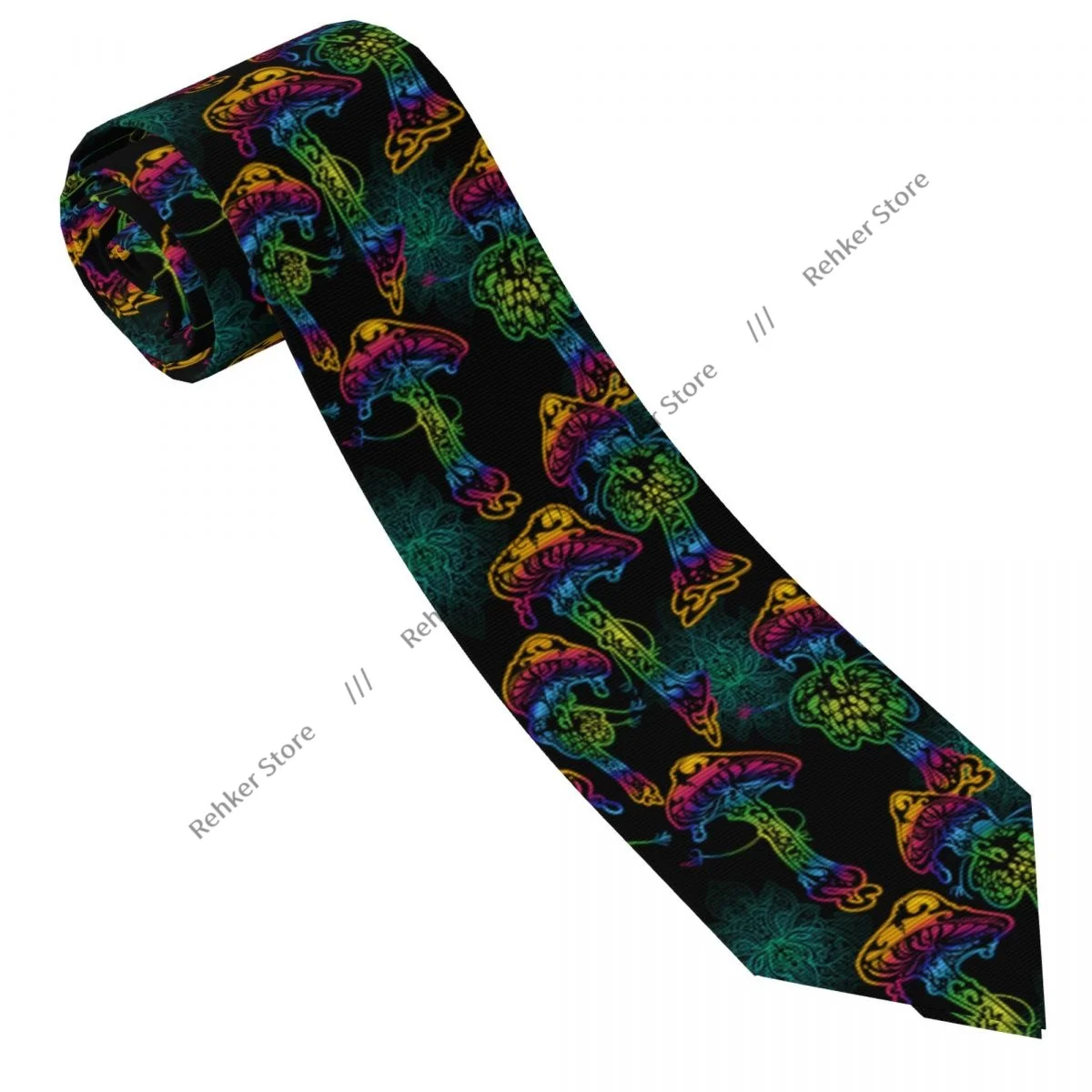 Mens Tie Classic Skinny Psychedelic Magic Mushrooms Neckties Narrow Collar Slim Casual Tie Gift