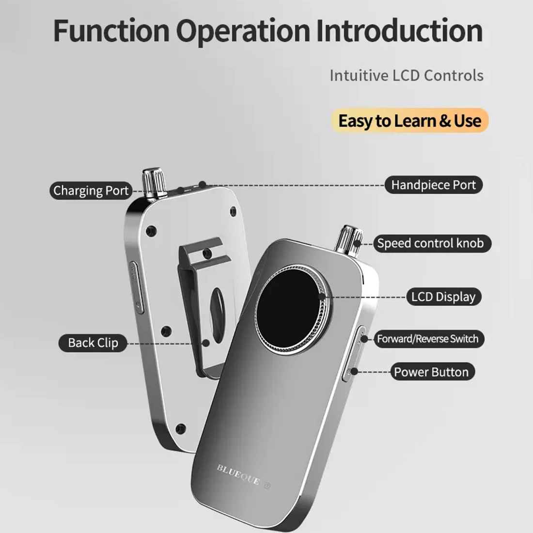 Perceuse à ongles électrique professionnelle, Rechargeable à grande vitesse, avec bande de sable et embout