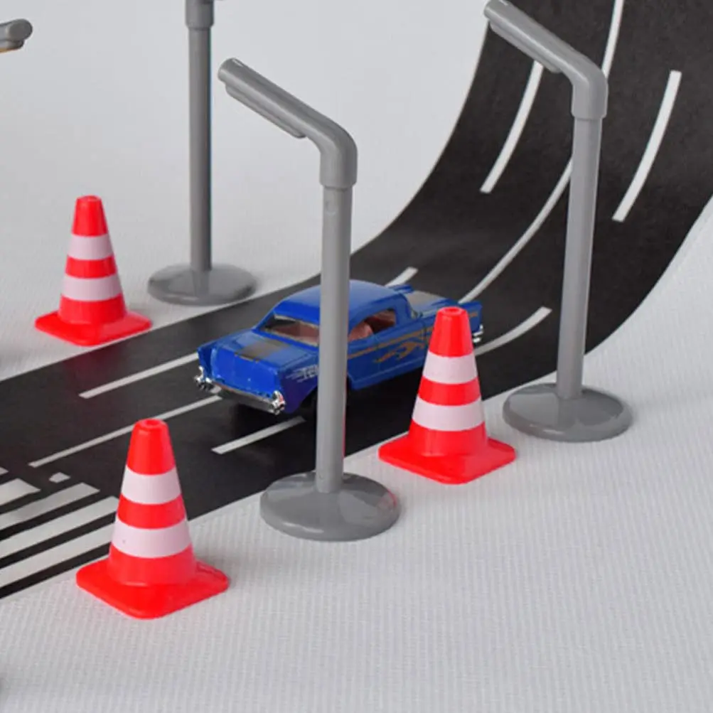 20 Stück/Set Verkehrskegel Mini Geburtstagsdekoration Rennwagen-Themenparty Bauunterricht Lehrmittel Rot Orange Gelb – Detail 4