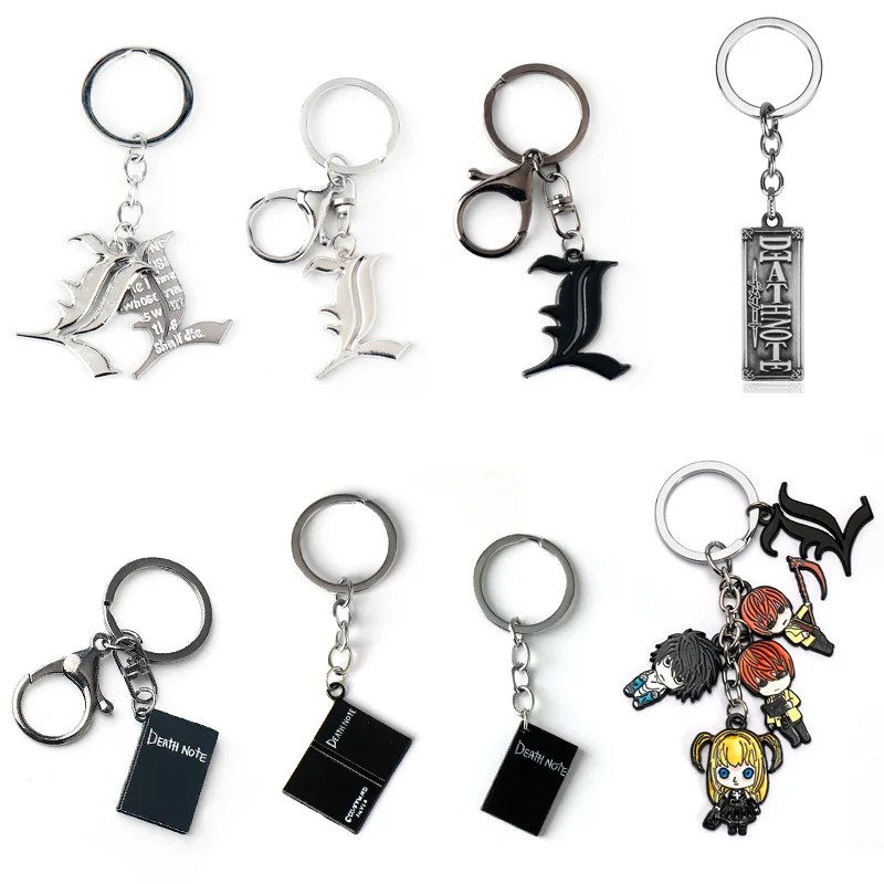 deathnote keychain Death Note Keychain Double L Black Notebook Pendant Key Chain Cospaly Accessories Keyring for Women Men Jewel