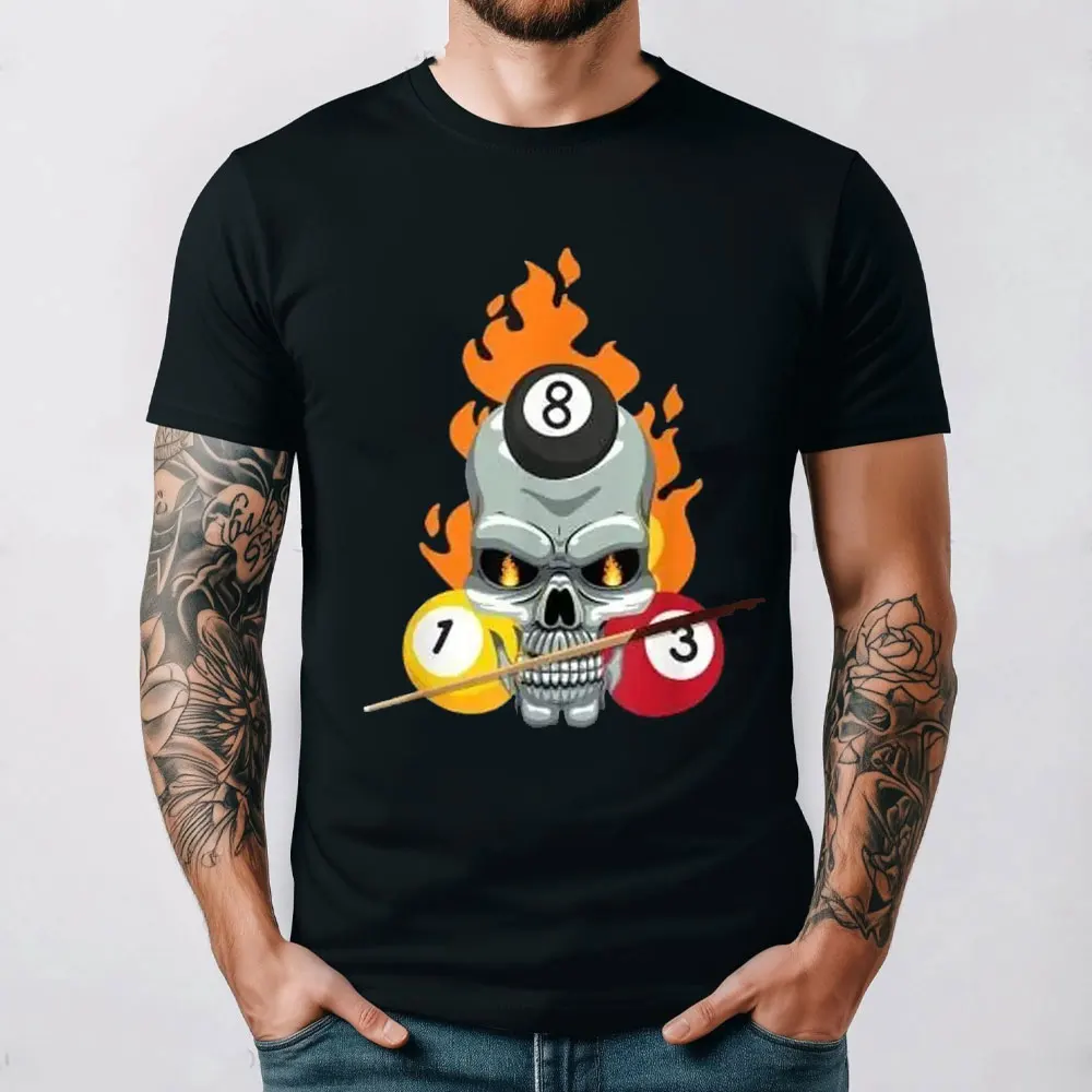 

New Limited Edition Funny 8-ball Billiards Player T-shirt Graphic Cotton Tees Casual Style Unisex Streetwear Camisetas Masculina