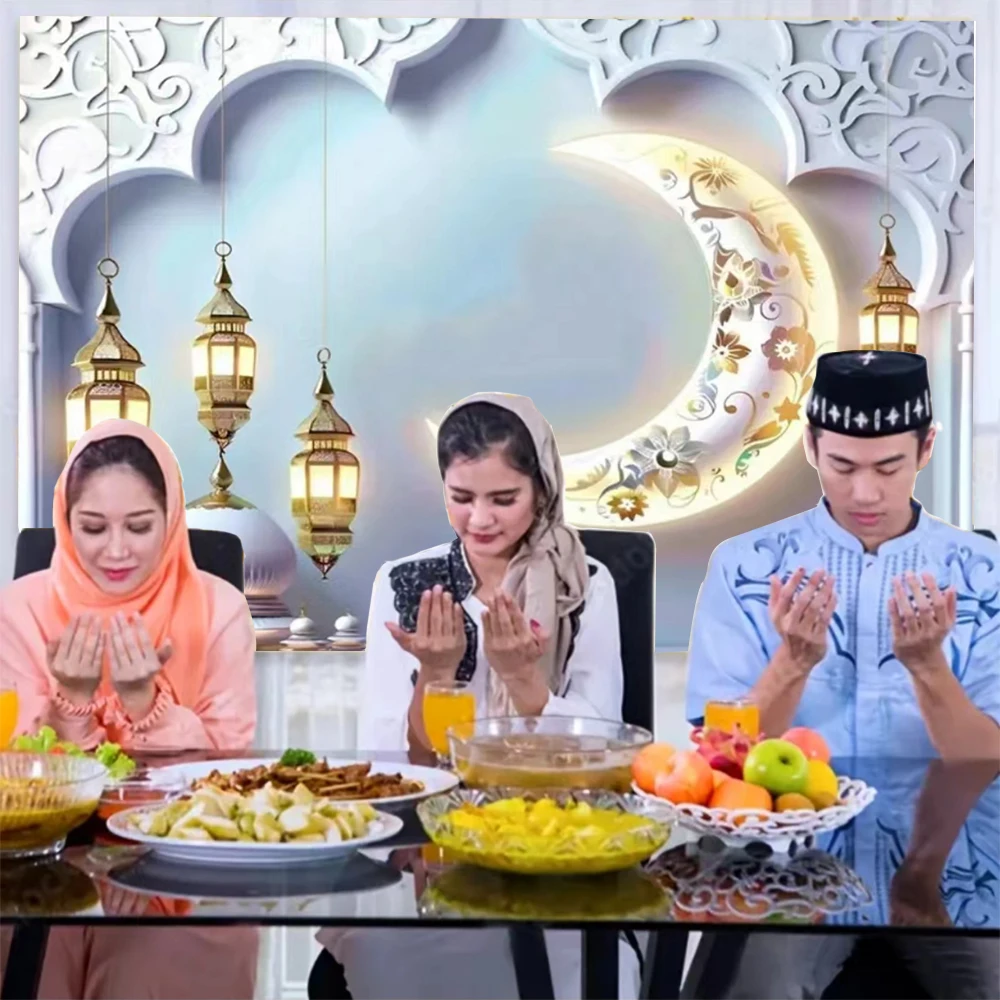 Happy EID Al Adha Ramadan Festivals Mosque Moon Lantern Islamic Mubarak Believers Portrait Photography Backdrop Photo Props