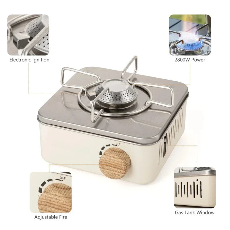 Portable Gas Stove for Outdoor Camping, Mini Gas Stove, Magnetic Stove, Gas Tan, Portable Cassette Furnace