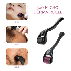 540 Needles Derma Roller Hair Growth for Beard Facial Skin Care Body MTS Micro Needle Roller Titanium Micro Face Roll Tool