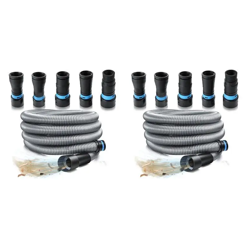 2PackX(1 1/4 Inch X 10 Feet Dust Collection Hose Kit for Home and Vacuums System with 5 Adapters of Woodworking Power Tool)