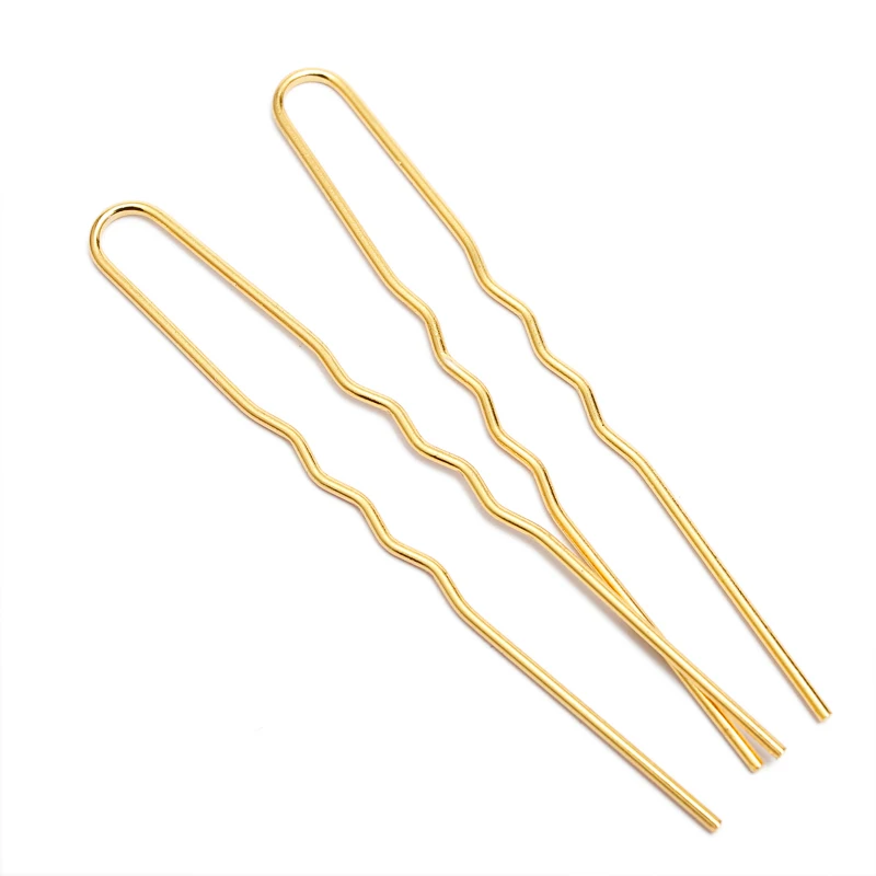 50pcs 70mmx1.2mm Raw Brass Rose Gold Color Hair Sticks U shape Hair Pins Blank Base Setting For Women Jewelry Bulks Components