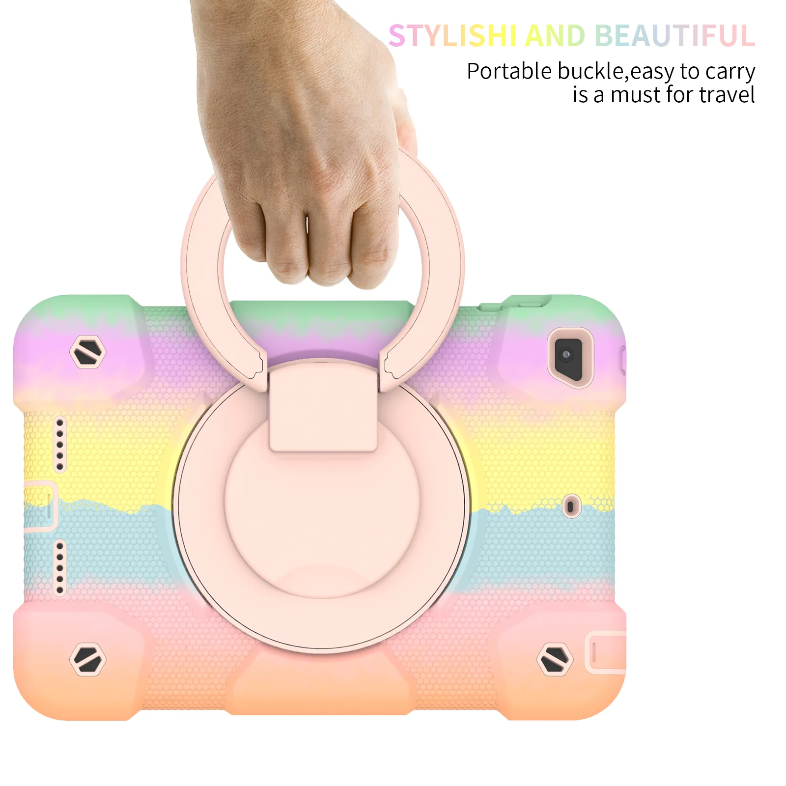 Funda PC Silicone Case for iPad Mini 4 5 7.9" 360 Rotation Stand Cover With Handle Grip Shoulder Strap Colourful Protect Shell 