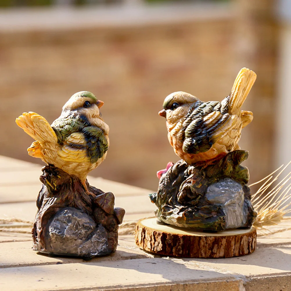 

1Pcs Resin Bird Ornament Simulation Bird Desktop Decoration Garden Birdsong Device Durable Resin Sculpture Bright Color