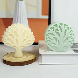 Flat Coral Tree Silicone Mold Round Tree Shape Life Tree Candle Gypsum Resin Soap Making Mould Chocolate Baking Tool Decor Gifts