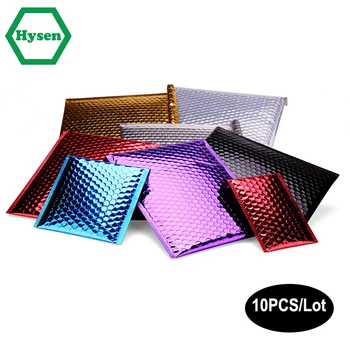 Hysen 10Pcs Bubble Mailers ขนาดเล็กซองจดหมายขนาดเล็กธุรกิจ Strong กาวที่มีสีสัน Cushioned Metallic ถุงฟอง