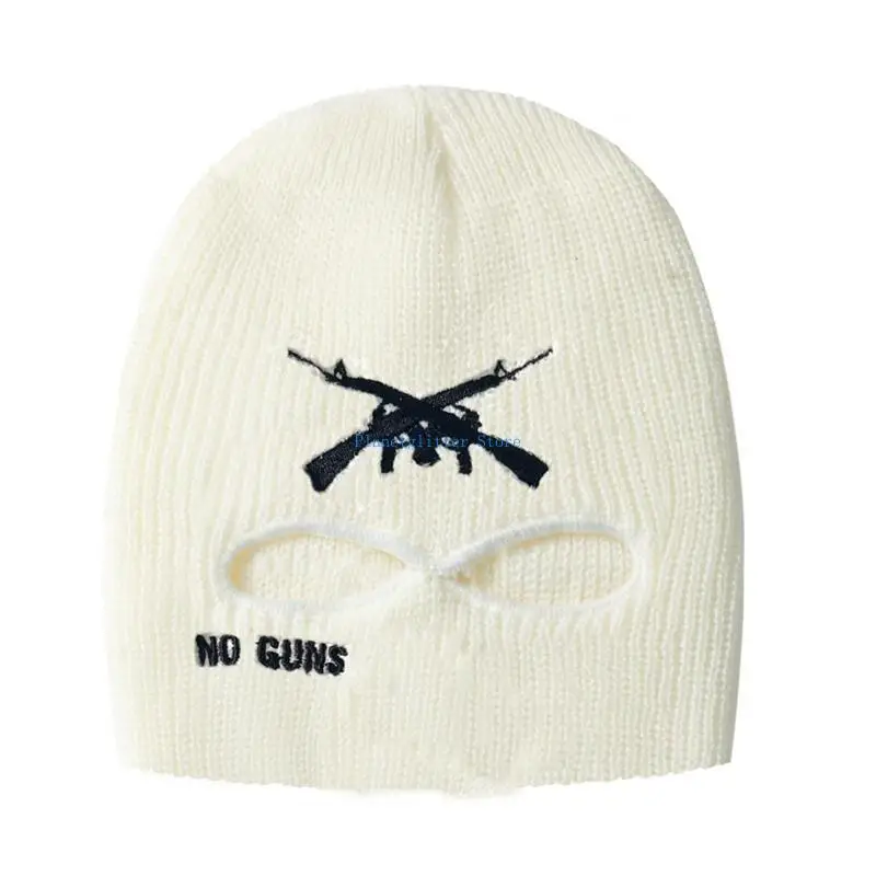 

652B 2-hole Hat Ski Mask Unisex Hat Knitted Hat Warm Mask Balaclava Winter Ski Hat