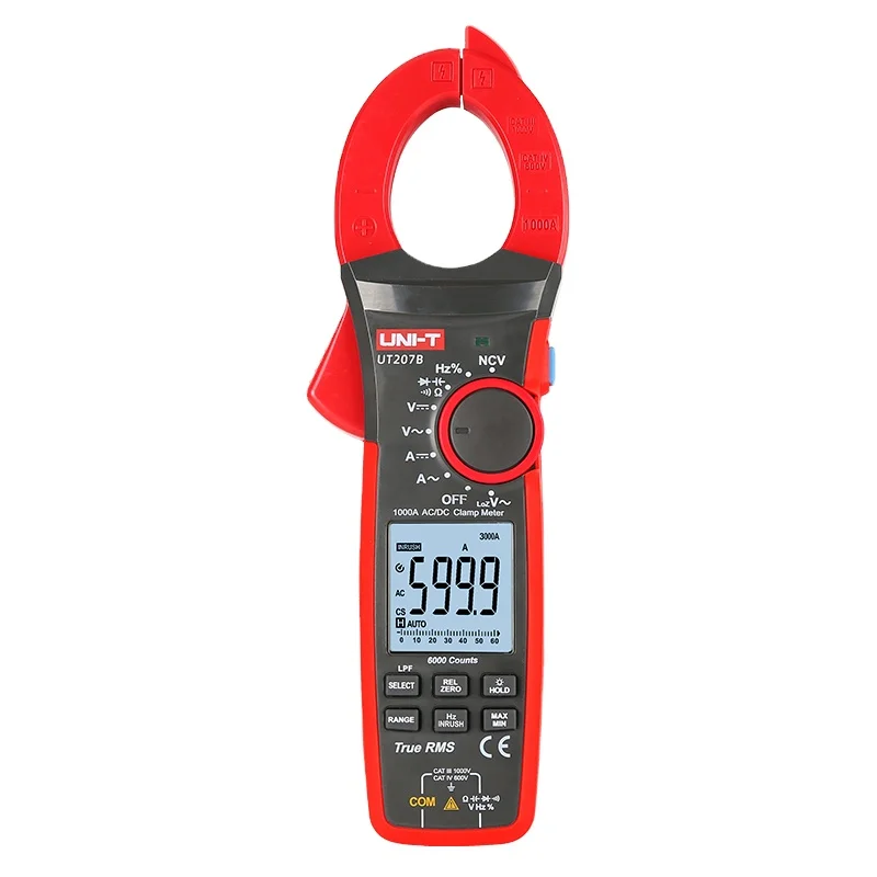 

UNI-T True RMS Digital Clamp Meter AC DC Current 1000A 1000V UT207B UT208B LPF 6000 Count Backlight Flashlight Multimetro Tester