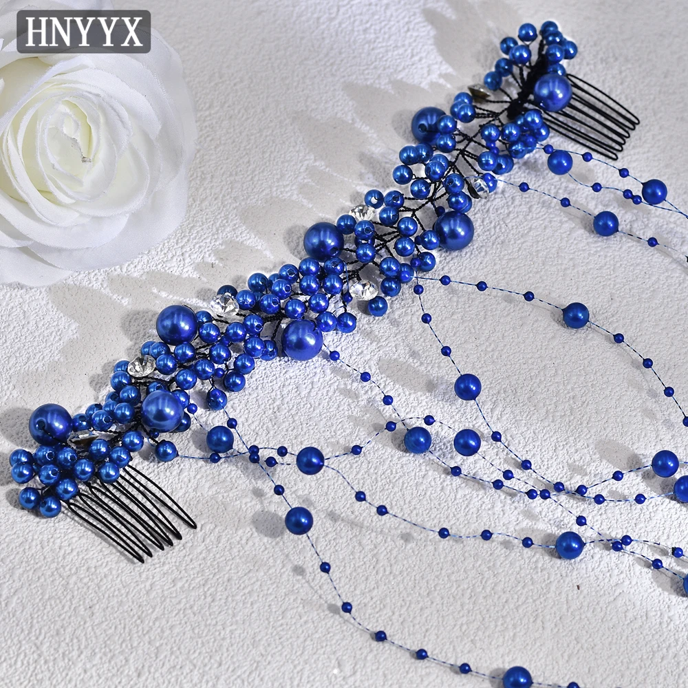 HNYYX Bridal Pearl Hair Vine Wedding Beaded Hair Accessories Ladies Party Jewelry Hair Comb Bridesmaid Princess Headpiece A230