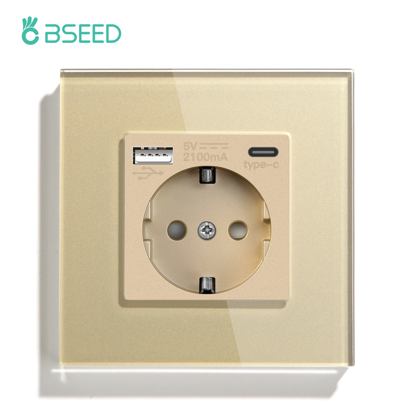 Bseed eu Standard Wand steckdosen Typ-C-Steckdosen Wand steckdose USB-Ladeans chluss Glasscheibe Kinderschutz 16a
