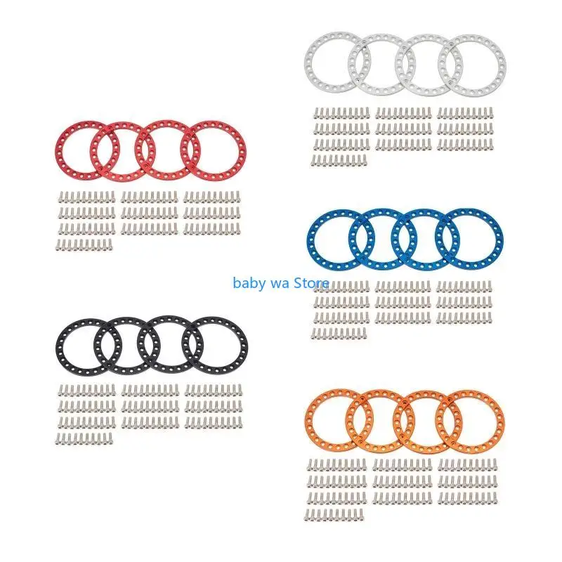 

RC Car Replacement Metal Wheel Beadlock Rings for 1.9'' Wheel for Rim for 1/10 SCX10 90046 D90 with Screws 4XBD