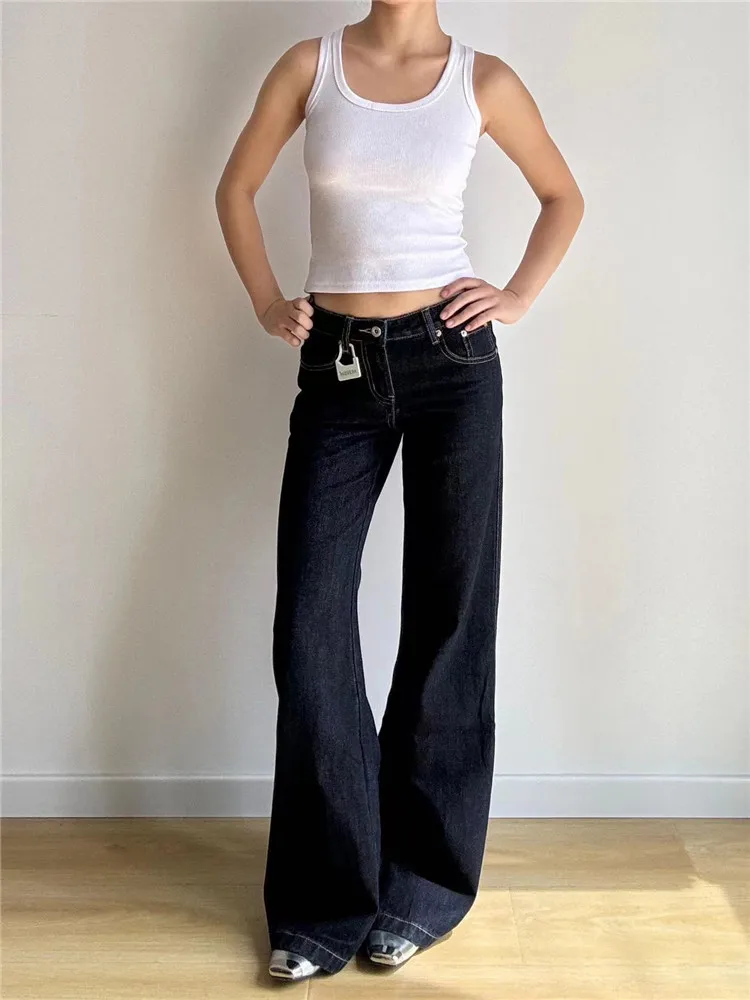 

Blue Jeans Women Vintage High Waisted Straight Summer Oversized Casual Big Size Wide Leg Denim Baggy Pants Y2K Female Trousers