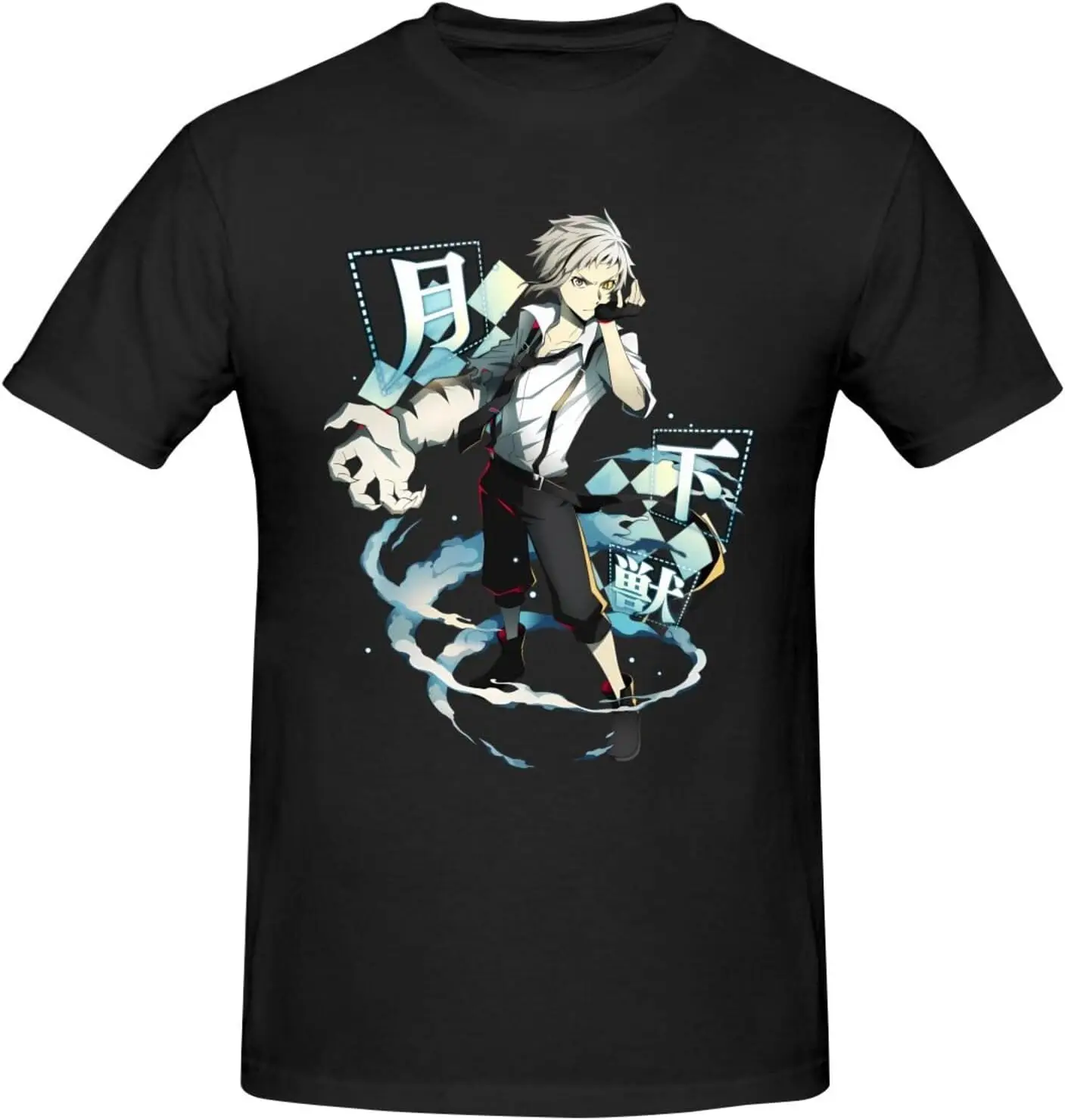 

Bungo Anime Stray Dogs Shirt Men's Fashion Personalised Crew Neck Short Sleeve T Shirt Black