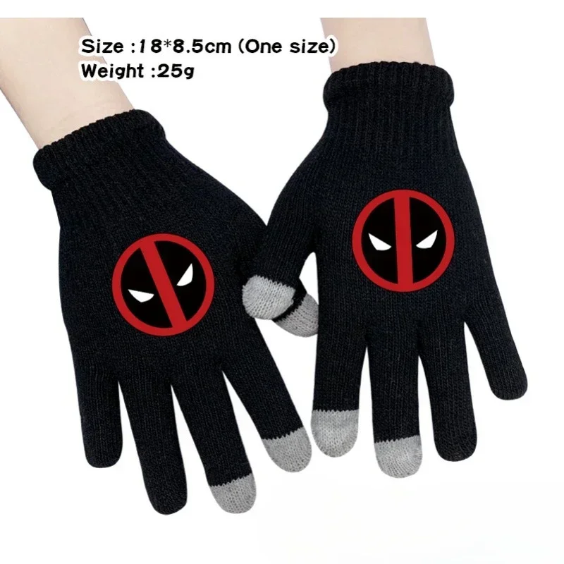 New Marvel Deadpool Peripheral Movies Winter Warm Half Finger Full Finger Suede Windproof Touch Screen Punk Style Boys Gloves