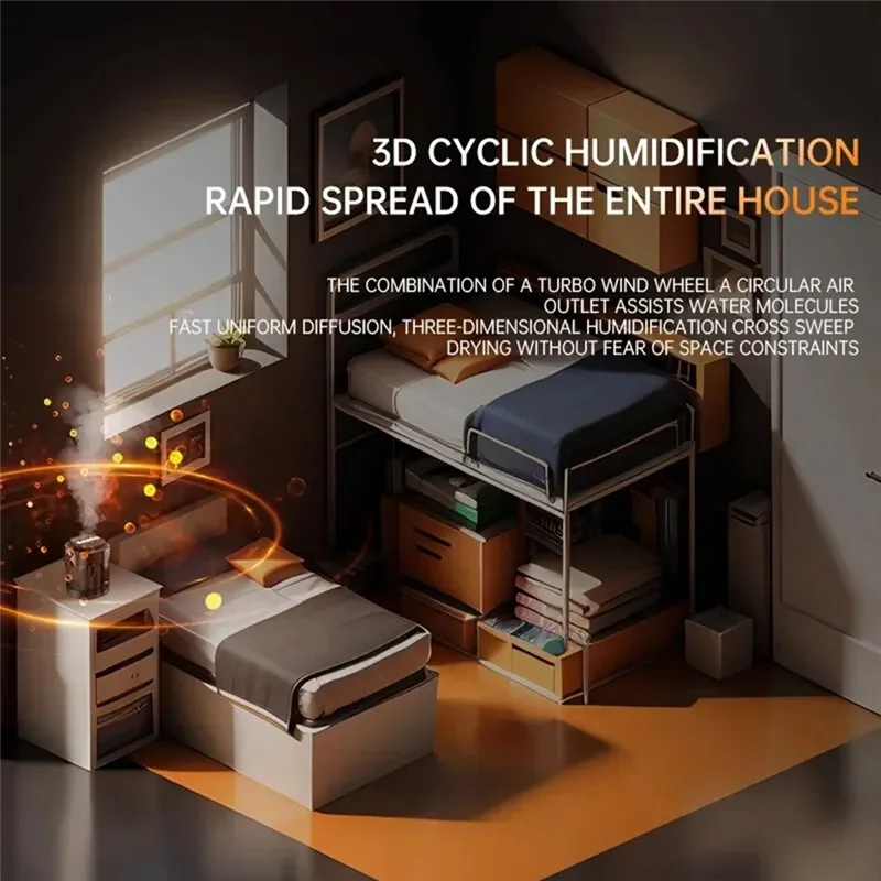 AA80-humidificateurs pour chambre à coucher atomiseur domestique 3L grande capacité trois jets USB silencieux Fordesktop chambre bureau