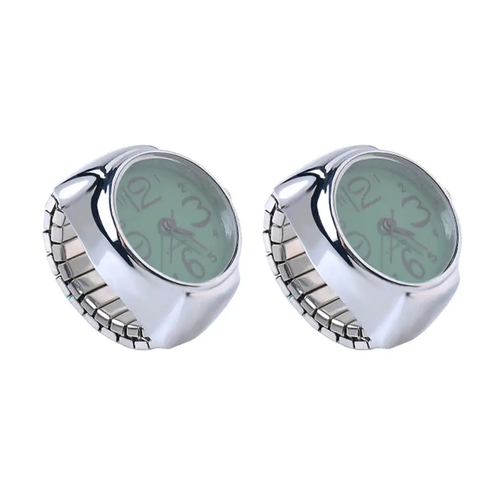 2Pcs Couple Ring Watches Unique Quartz Finger Watches Large Number Mini Time for Women Men Daily Decoration
