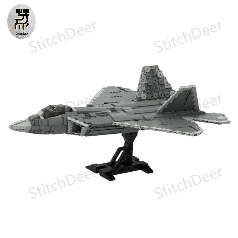 1707PCS MOC Fighter F-22 RAPTOR 1:35 Scale V3 Building Blocks Puzzle Assemble Model Toy Brick Children's Birthday Holiday Gifts