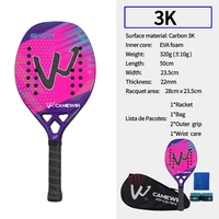 Camewin 3k Beach Tennis Racket Carbon Fiber Rough Surface 2024 New Outdoor Sports Tennis Racket Adult Use for Both Men and Women 3