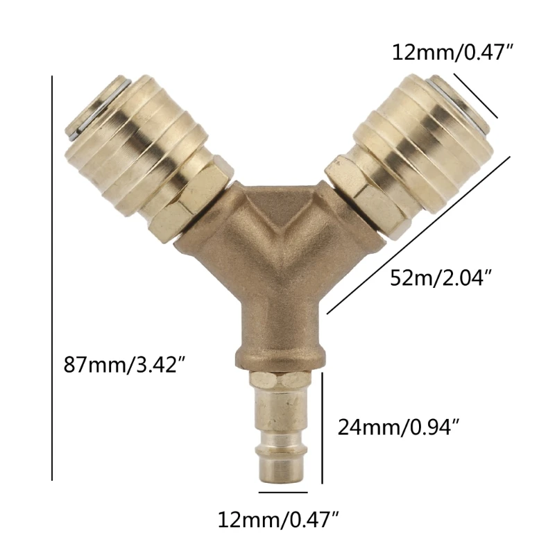 Compressed Air Distributor 2-Way NW7.2 1/4AG Compressed Air Coupling with Two Couplings Compressed Air Distributor
