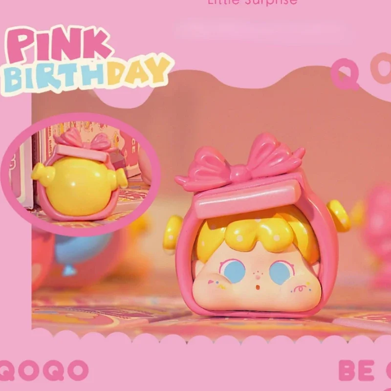 Originale QOQO MINIFACE Pink Birthday Series Blind Box Toys Mystery Box Kawaii Anime Figure Desktop Model Surprise Girls Gift