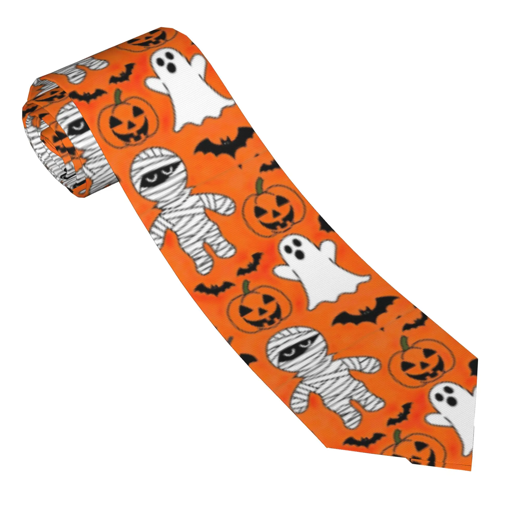 Halloween Cute Ghosts And Pumpkins Unisex Necktie Casual 8 cm Neck Ties for Mens Daily Wear Cravat Wedding  Cosplay Props