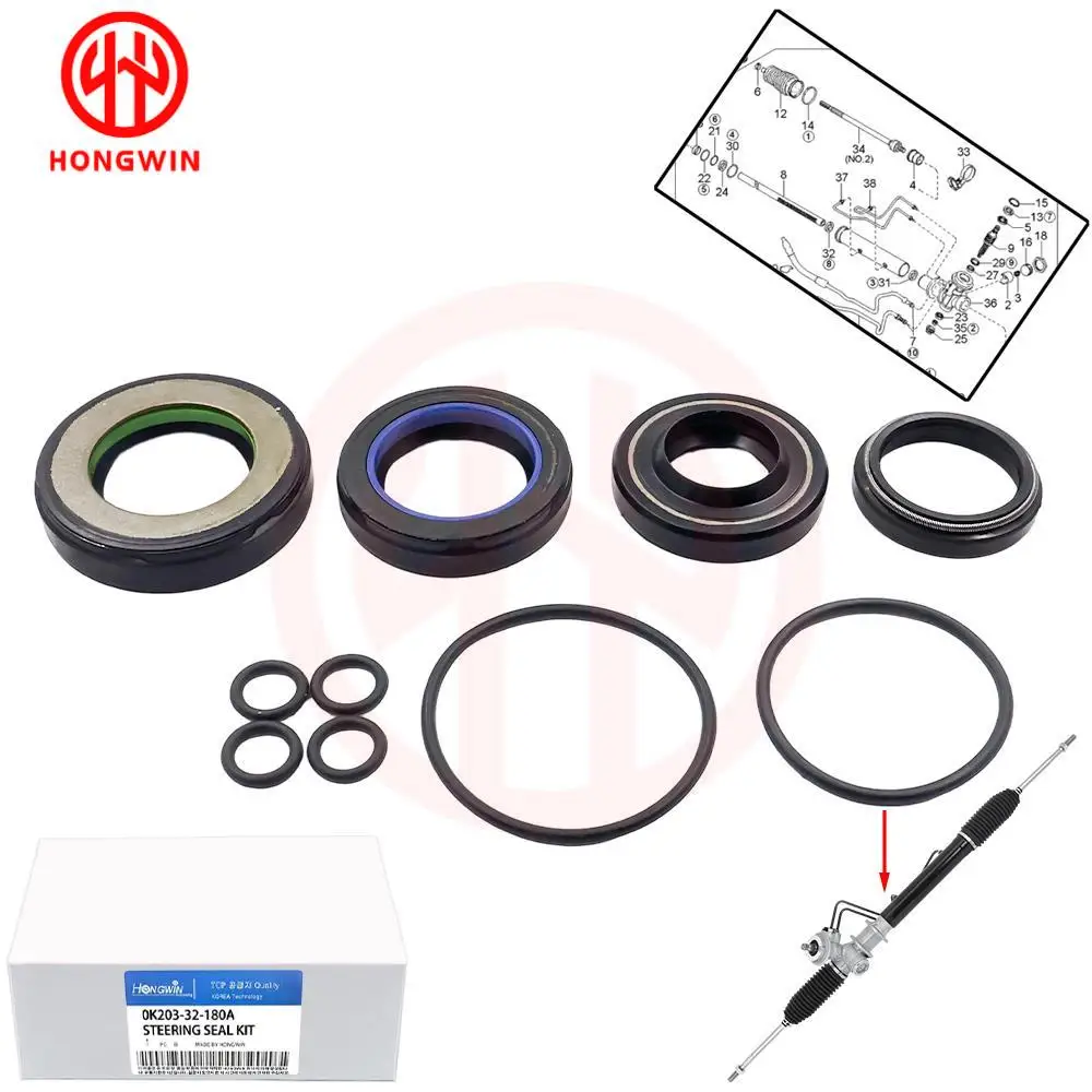 Power Steering Rack Gear Gasket Seal Kit OEM 0K20332180A 0K203-32180 For Kia Sephia Spectra Shuma / Mentor Carens 1999–2006