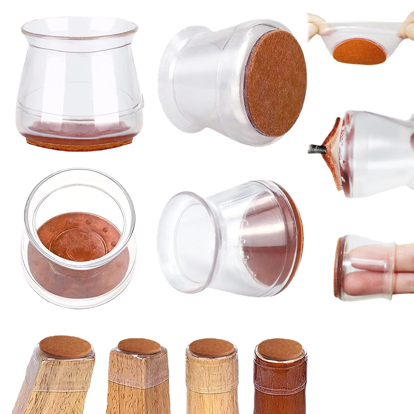 

16pcs Transparent Silicone Chair Leg Furniture Legs Caps Feet Pads Furniture Table Covers Floor Protector Glides Feet Cap