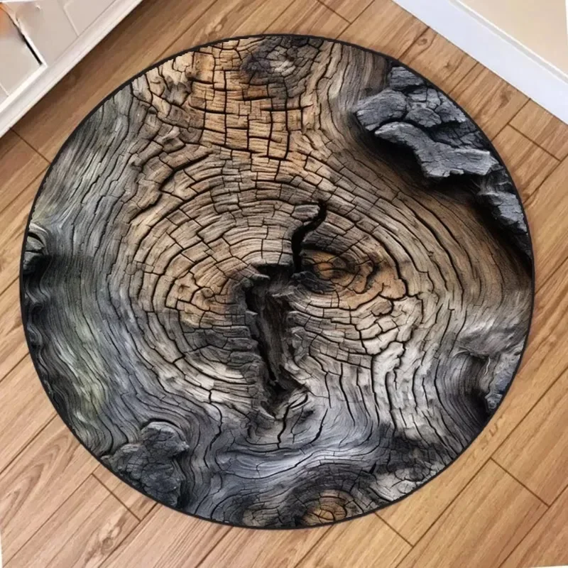 Round Moss Floor Mat - Washable Brown Indoor Rug for Living Room, Bedroom, Bathroom, Coffee Table, Kitchen Decor