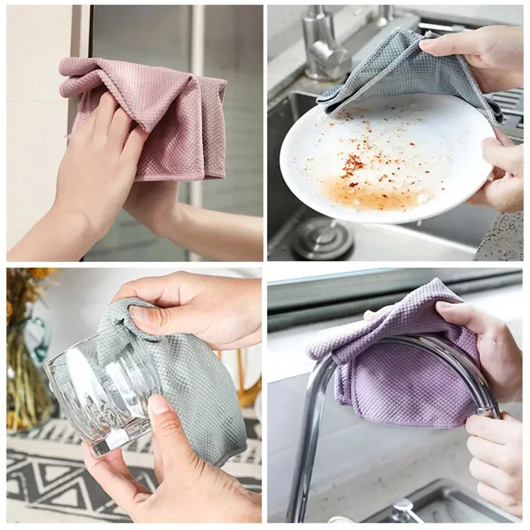 NanoScale Streak-Miracle Cleaning Cloths Pads Kitchen Anti-Grease Wiping Rags Miracle Cleaning Towel For Home Kitchen Tool image 3