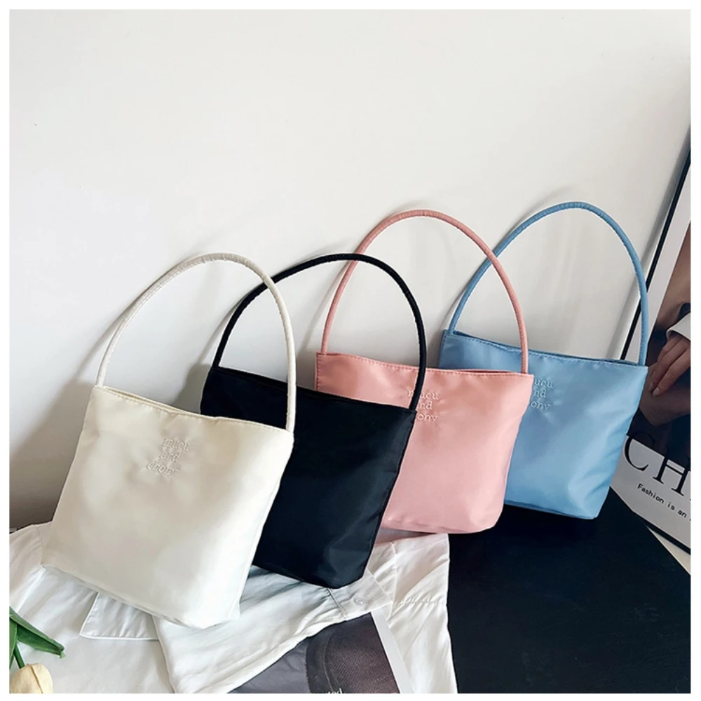 Korean Mucu & Ebony Fashion Tote Bag, muchandebony Underarm Nylon Embroidered Handbag for Women\'s Simple Shoulder Bag