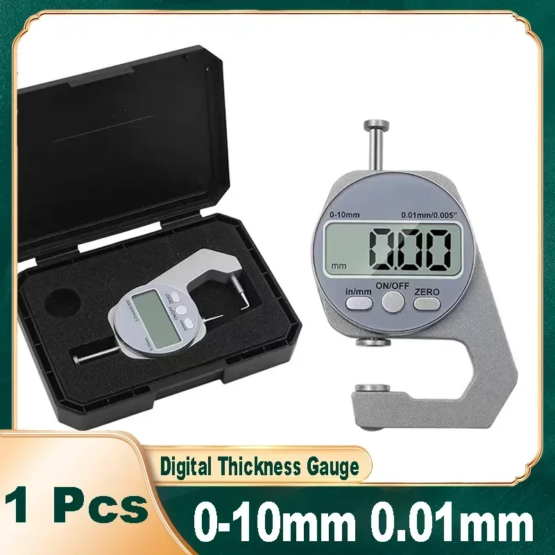 0-10mm 0.01mm Accuracy Digital Display Thickness Gauge LCD Display Percentage Micrometer Film Cable Leather Paper Measuring Tool