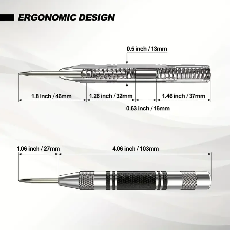 Drill Bit Set Auto Center Hole Marker Wood Metal Steel Spring Load Drill Locator Heavy Duty Punch Carpentry Automatic Hand Tool