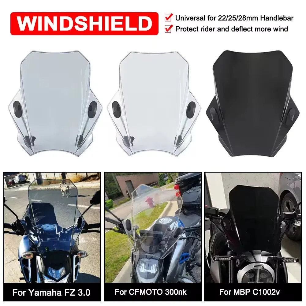 Universal Motorcycle Handlebar Windshield Windscreen Double Bubble Screen For Yamaha MT07 MT09 MT25 SR400 YZF-R6 FZ07 FZ09 MT03