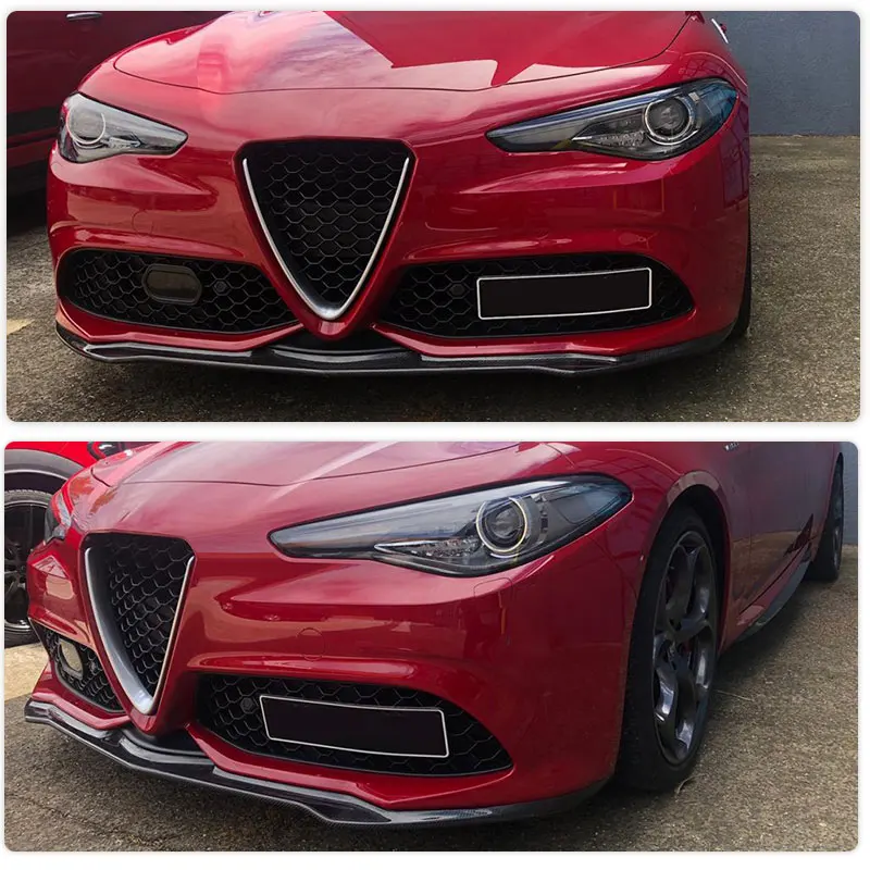 US Stock for Alfa Romeo Giulia Sport 2016-2018 Car Front Bumper Lip Spoiler Front Lip Chin Apron Body Kit Full Carbon Fiber