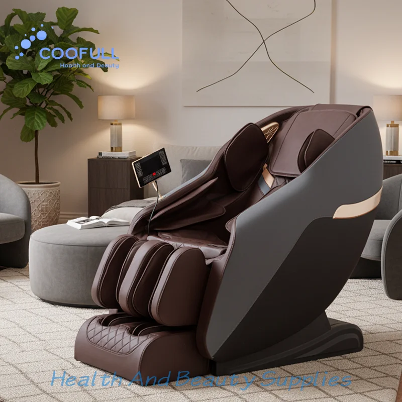 Coolfull Oyeal Modern Grey Family Zero Gravity Leather Body Massage Chair with Air Pressure Modes Voice Control Music Features
