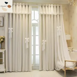 Popular New Double Cloth Yarn One Blackout Finished Lace Princess Curtains for Living Dining Room Bedroom Window Screen