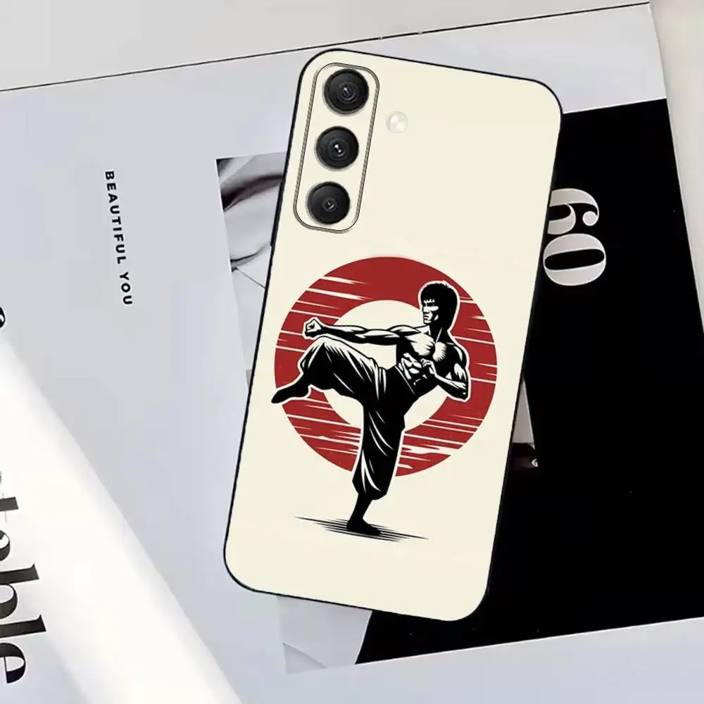 حافظة هاتف B-Bruce Lee-es رائعة لهاتف سامسونج S25، S24، S23، S22، S21، S20، S10، Ultra، Plus، Lite، FE، غطاء أسود من السيليكون الناعم