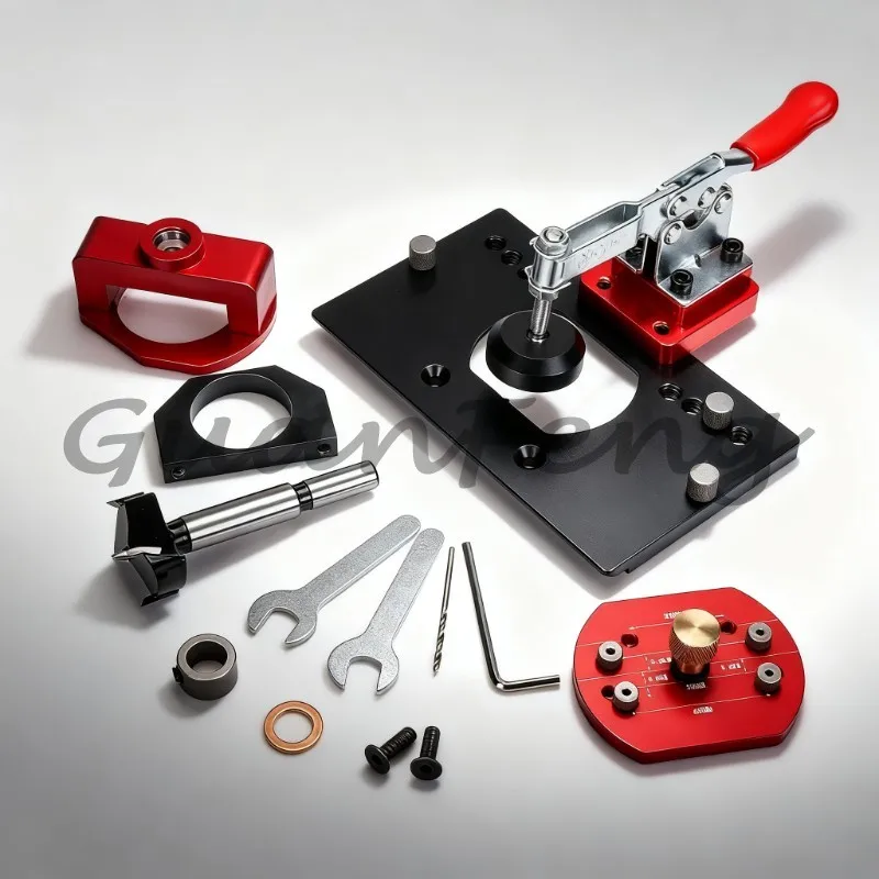 Metal Concealed Hinge Jig Aluminum Alloy Quick‑Clamp Hinge Hole Drilling Woodworking Kit