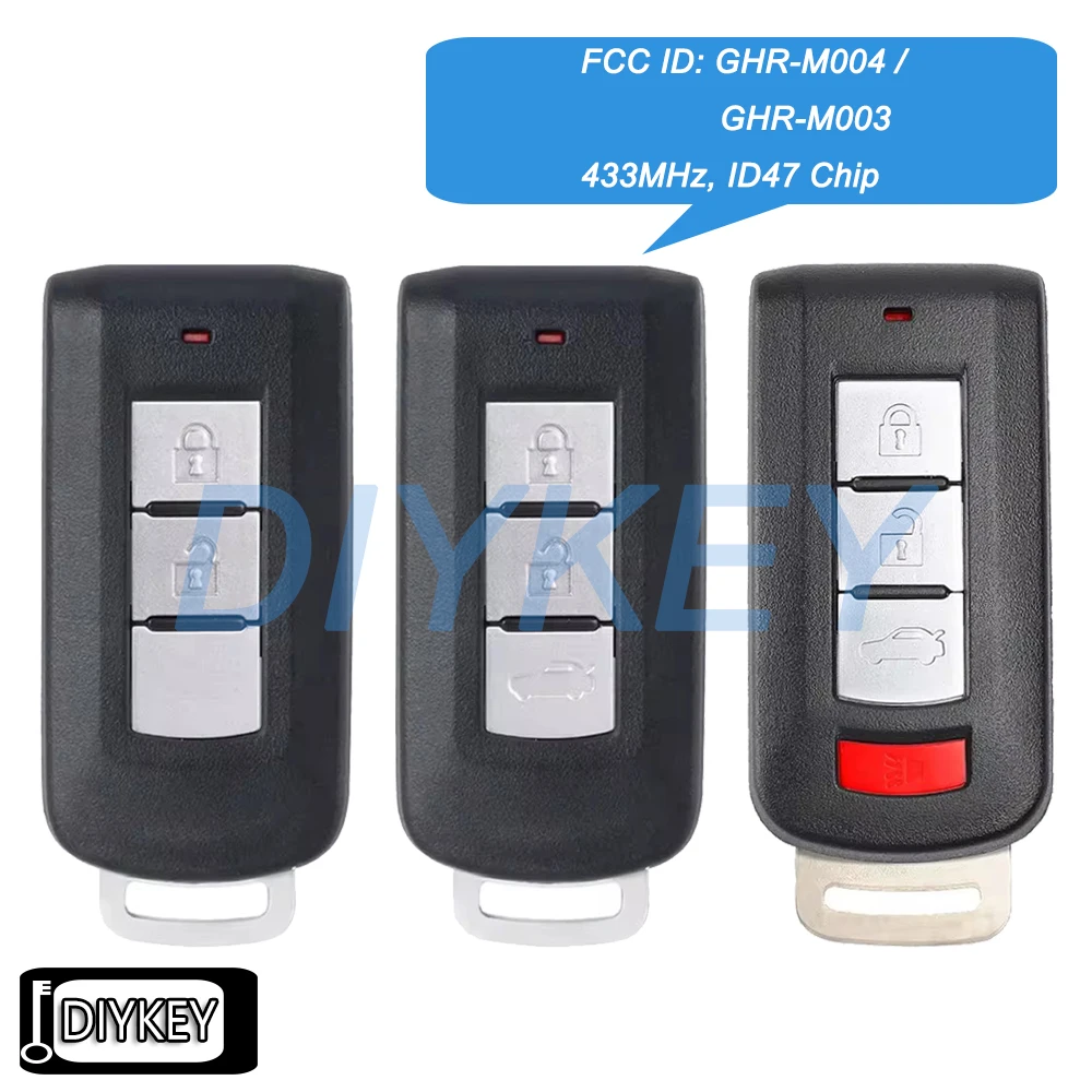 

Умный дистанционный автомобильный брелок 433 МГц ID47 чип для Mitsubishi L200 Montero Pajero Sport Lancer Outlander Attrage GHR-M004 GHR-M003