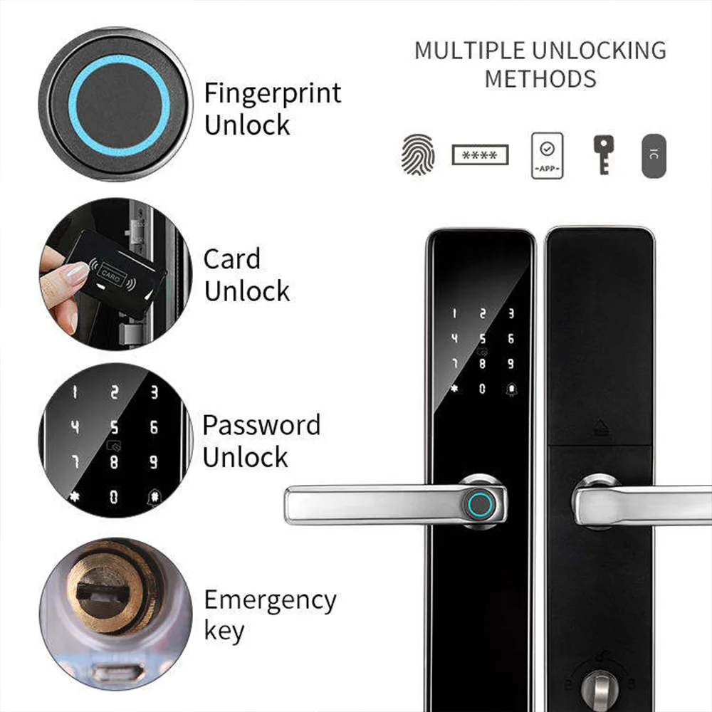 TTLOCK TUYA Smart Door Lock 304 Stainless Steel IP66 Waterproof Fingerprint Code Card Key Unlock Digital Electronic lock
