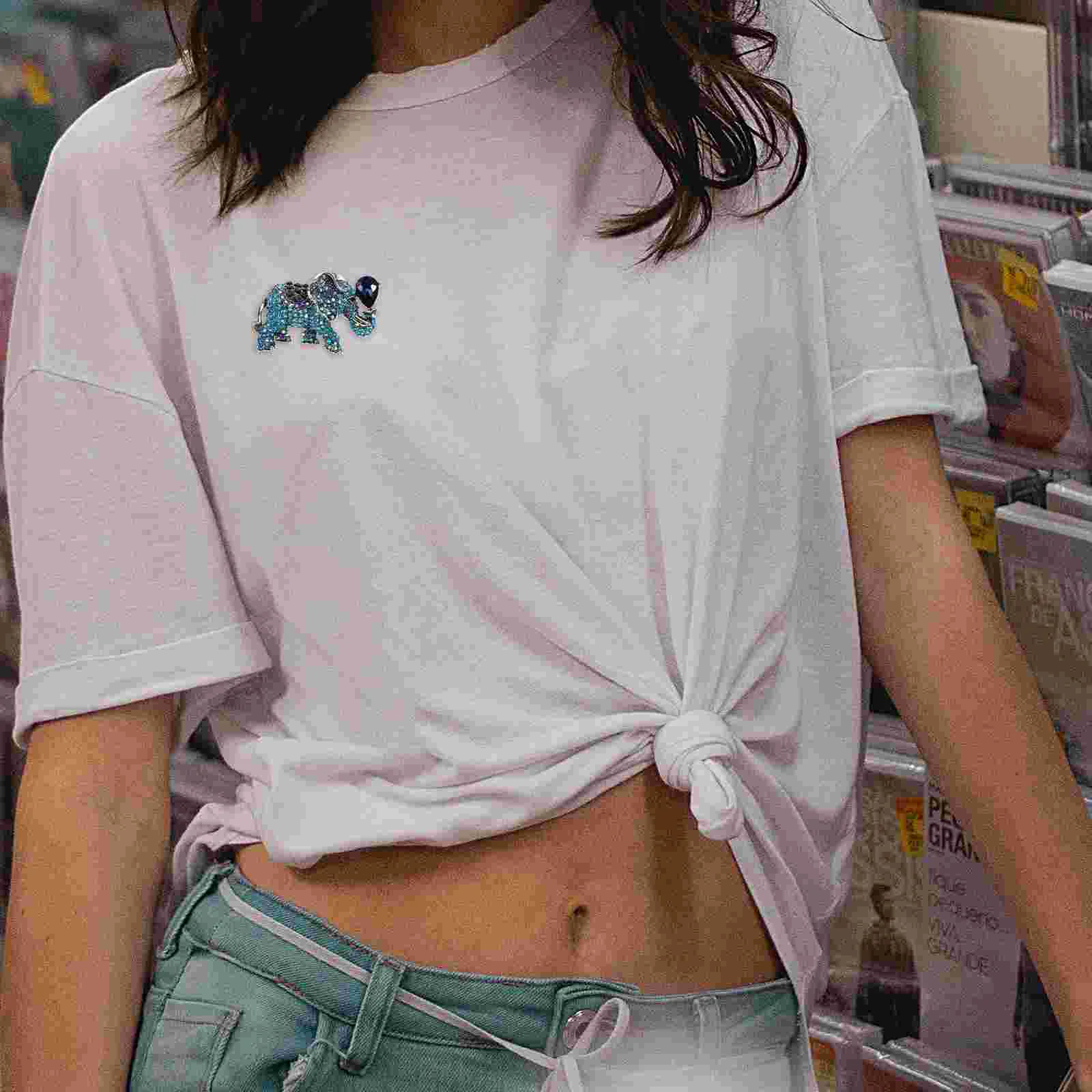   Olifant Broche Pak Borstspeld Corsage Creatieve Legering Revers Strass Ingelegd Miss