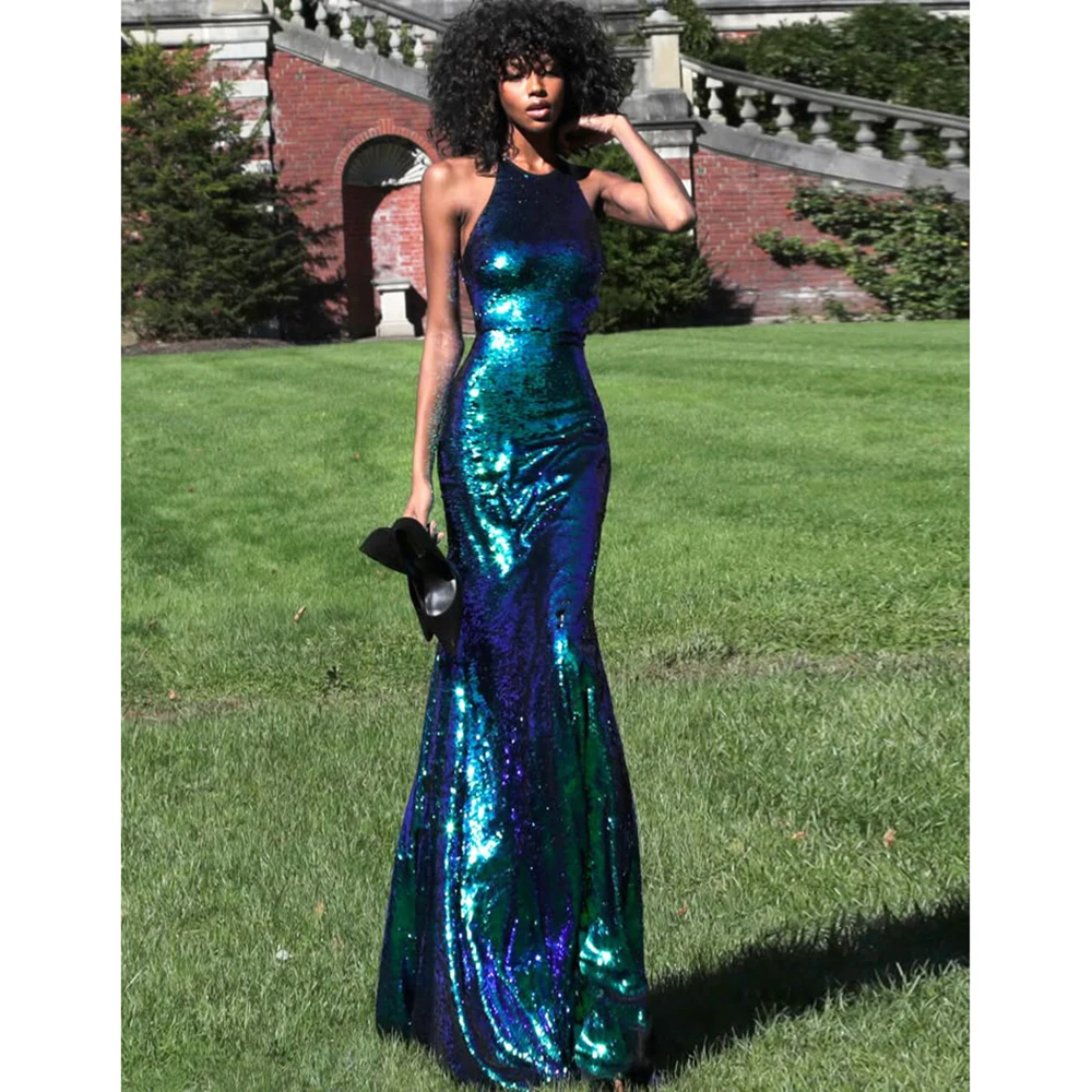 

Платье Quinceanera на заказ, сверкающее вечернее платье в стиле русалки с круглым вырезом, вечернее платье для выпускного вечера без рукавов, привлекательное роскошное выпускное платье